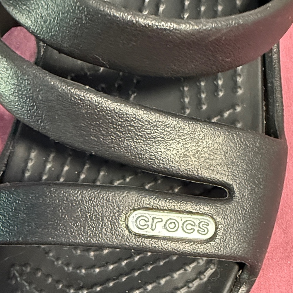 CROCS Black Slide Sandals with Sparkling Accents - Picture 2 of 7